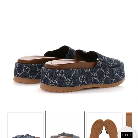 Gucci Denim Logo Slide Sandals. Size 8 - Picture 5 of 7